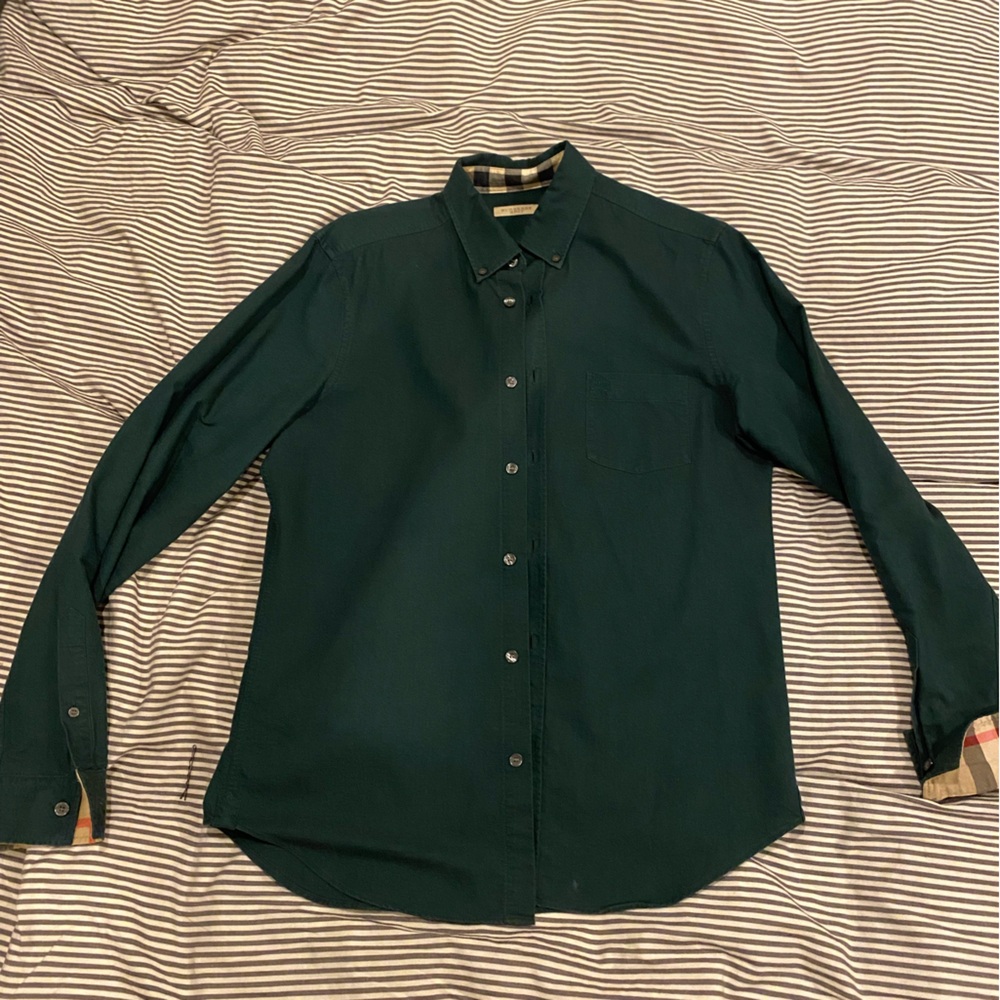 Burberry logo embroidered long sleeve shirt